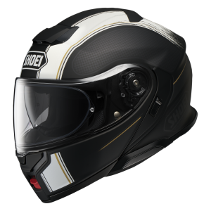 SHOEI NEOTEC 3 SPORTS TOURING MODULAR MOTORCYCLE HELMET WITH INTERNAL DARK VISOR < SATORI TC-5 BLACK / WHITE / GOLD >