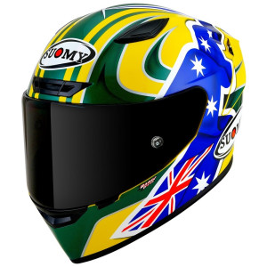 SUOMY TRACK-1 - TROY BAYLISS REPLICA YELLOW < 2005 BOXING KANGAROO AUSTRALIAN FLAG STARS STRIPES GRAPHIC >